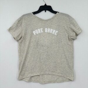 Pure Barre T-Shirt Womens S Heather Greige Fitness Athletic Gym‎ Scoop Back Tee